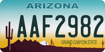 AZ license plate AAF2982