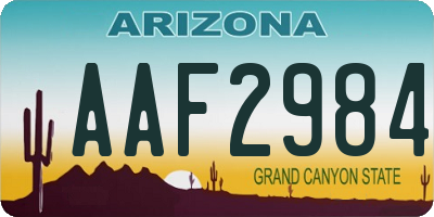 AZ license plate AAF2984