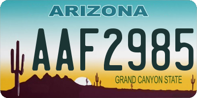 AZ license plate AAF2985