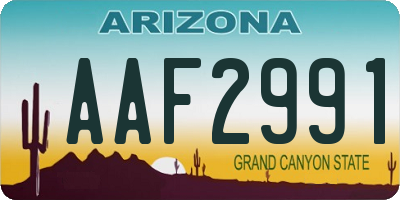 AZ license plate AAF2991