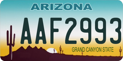 AZ license plate AAF2993