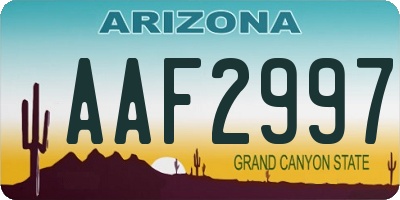 AZ license plate AAF2997