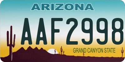 AZ license plate AAF2998