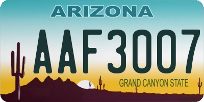 AZ license plate AAF3007