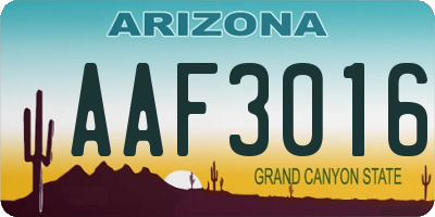 AZ license plate AAF3016