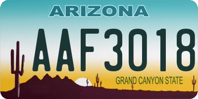 AZ license plate AAF3018