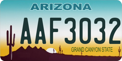 AZ license plate AAF3032