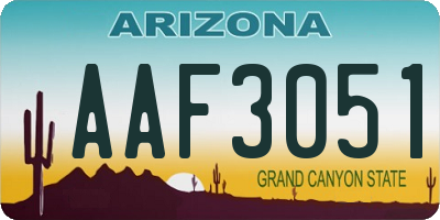 AZ license plate AAF3051