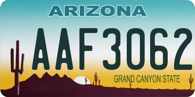 AZ license plate AAF3062