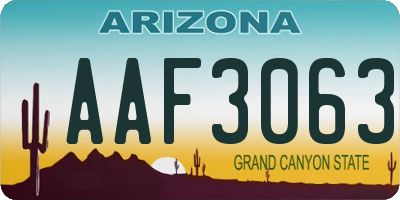 AZ license plate AAF3063