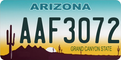 AZ license plate AAF3072