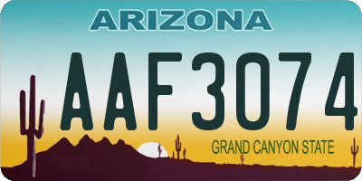 AZ license plate AAF3074