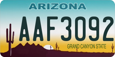 AZ license plate AAF3092