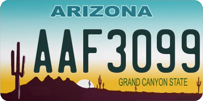 AZ license plate AAF3099