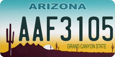 AZ license plate AAF3105