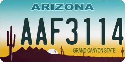 AZ license plate AAF3114
