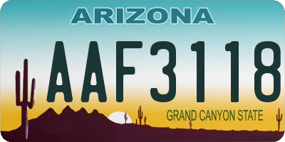 AZ license plate AAF3118
