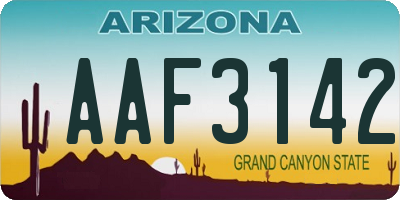 AZ license plate AAF3142