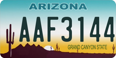 AZ license plate AAF3144
