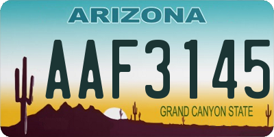 AZ license plate AAF3145