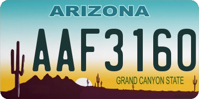 AZ license plate AAF3160
