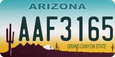 AZ license plate AAF3165