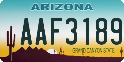 AZ license plate AAF3189