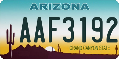 AZ license plate AAF3192