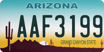 AZ license plate AAF3199
