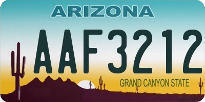 AZ license plate AAF3212