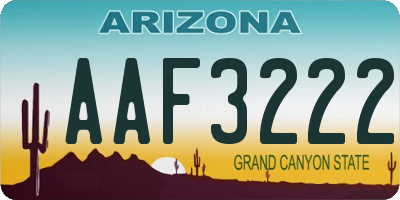 AZ license plate AAF3222