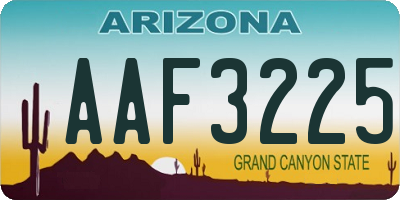 AZ license plate AAF3225