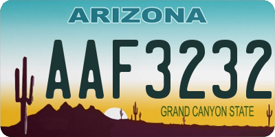 AZ license plate AAF3232