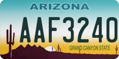 AZ license plate AAF3240