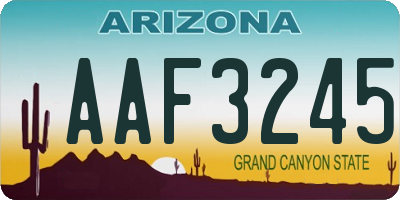 AZ license plate AAF3245