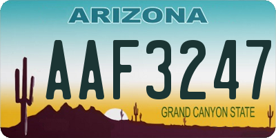 AZ license plate AAF3247