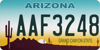 AZ license plate AAF3248