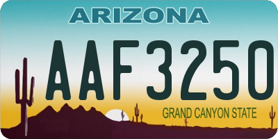 AZ license plate AAF3250