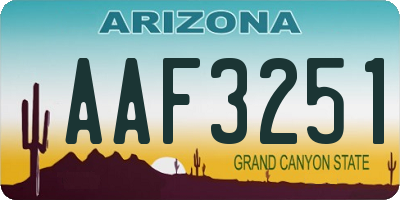 AZ license plate AAF3251