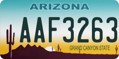 AZ license plate AAF3263