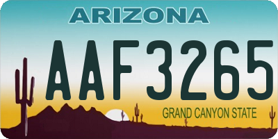 AZ license plate AAF3265
