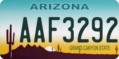 AZ license plate AAF3292