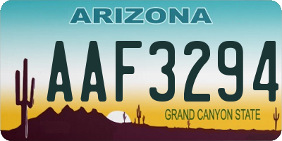 AZ license plate AAF3294