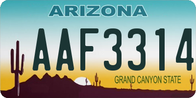 AZ license plate AAF3314