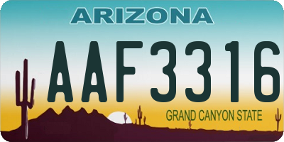 AZ license plate AAF3316