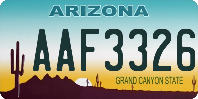 AZ license plate AAF3326