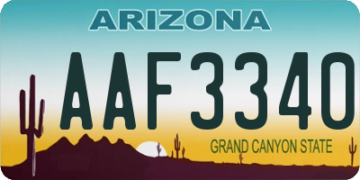 AZ license plate AAF3340