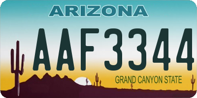 AZ license plate AAF3344