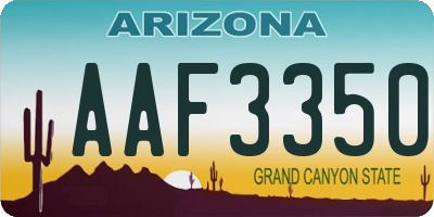 AZ license plate AAF3350