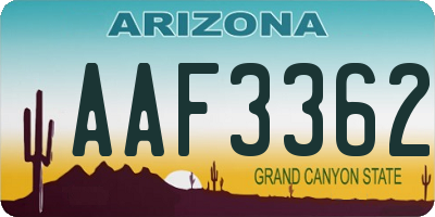 AZ license plate AAF3362
